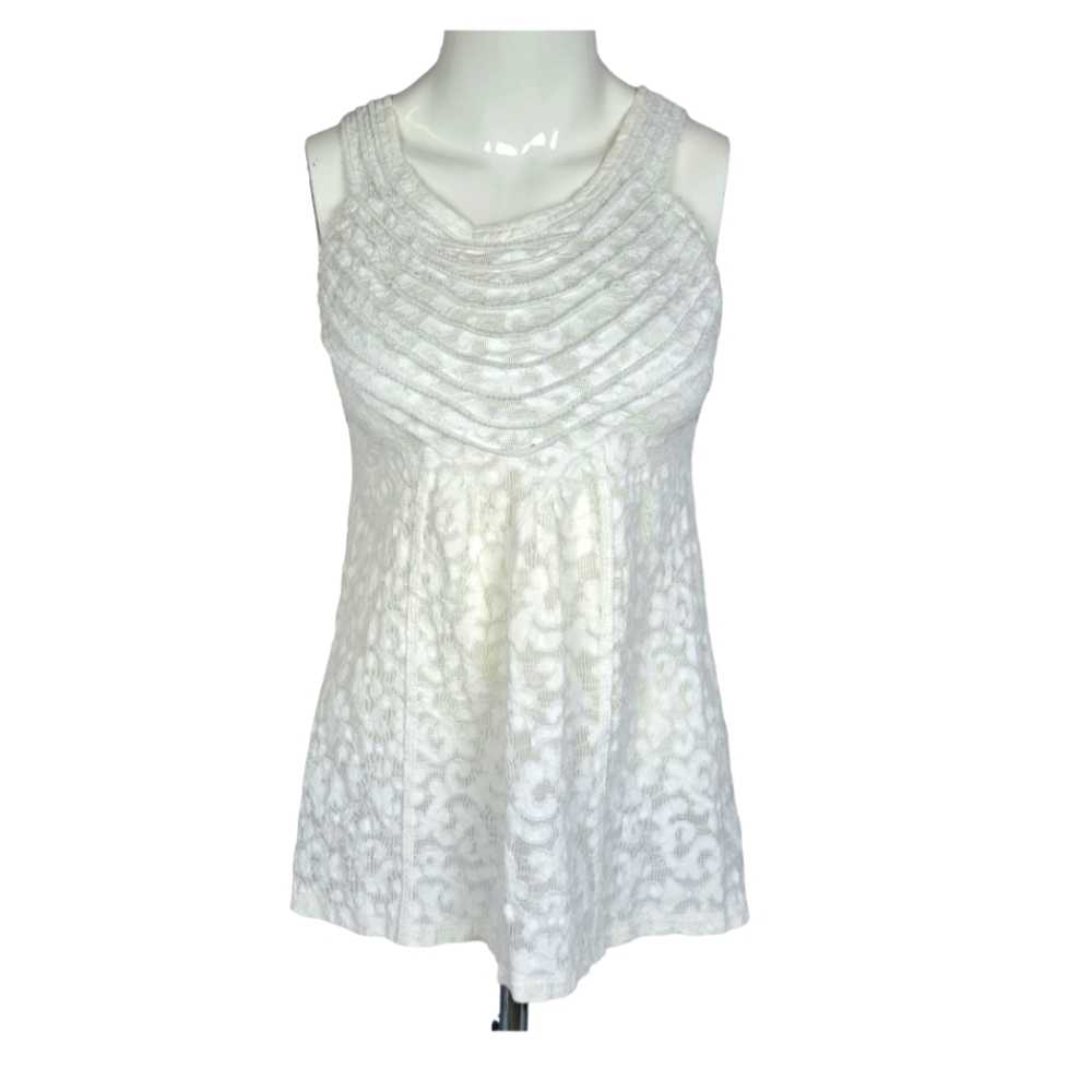 Free People White Lace Tank Top‎